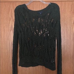 Olive green open knit sweater
